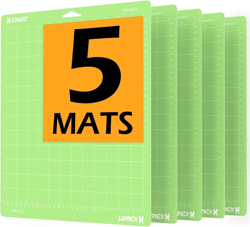 Xinart Standard Cutting Mat for Cricut Maker 3/Maker/Explore 3/Air 2/Air/One(12x12 Inch, 5 Mats) Standard Adhesive Sticky Green Quilting Cutting Mats Compatible with Cricut Machines - Image 1